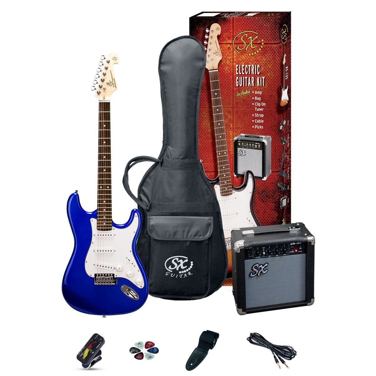 SX Electric Guitar Pack SE1SKEB Electric Blue