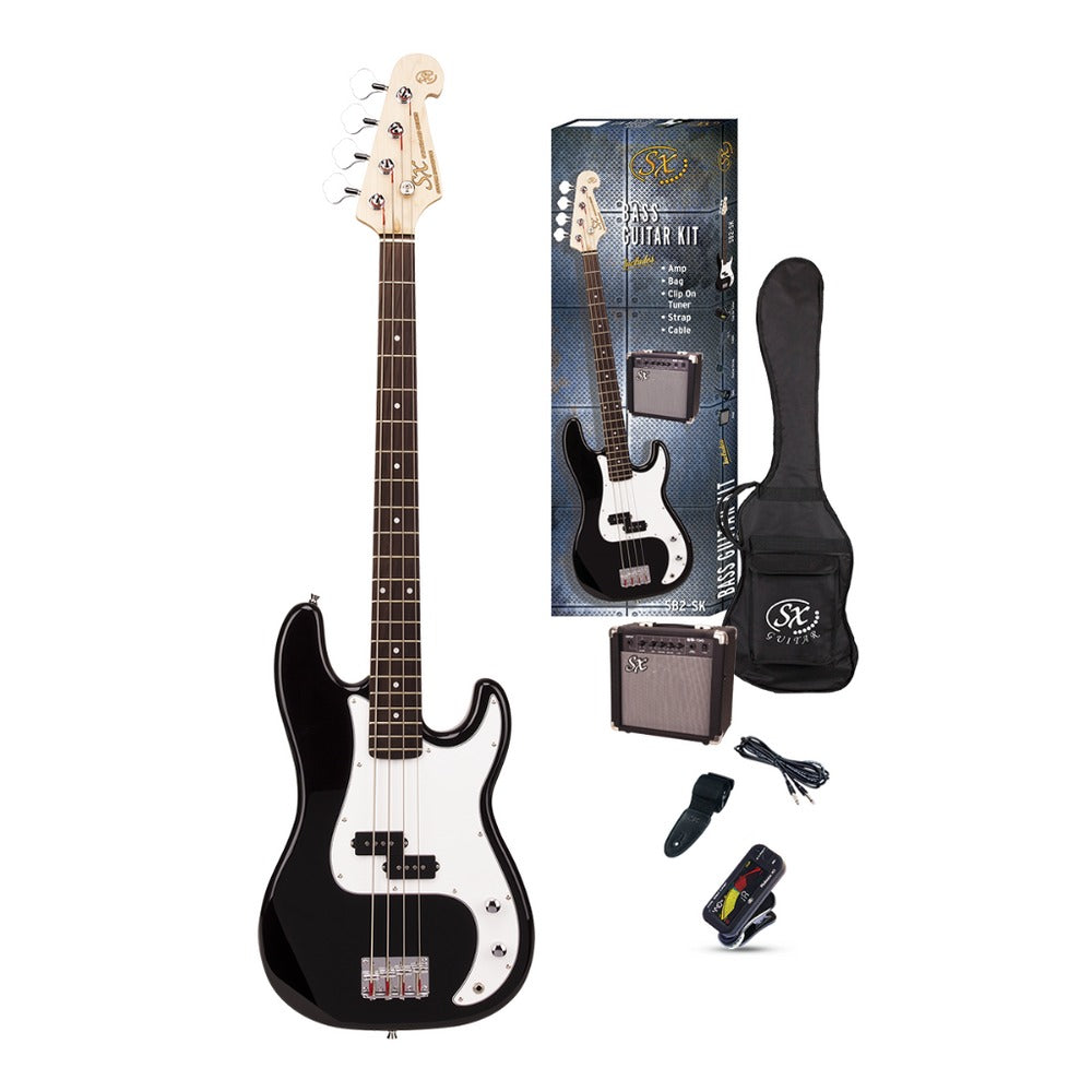 SX PB Bass Guitar Pack SB2SKB Black