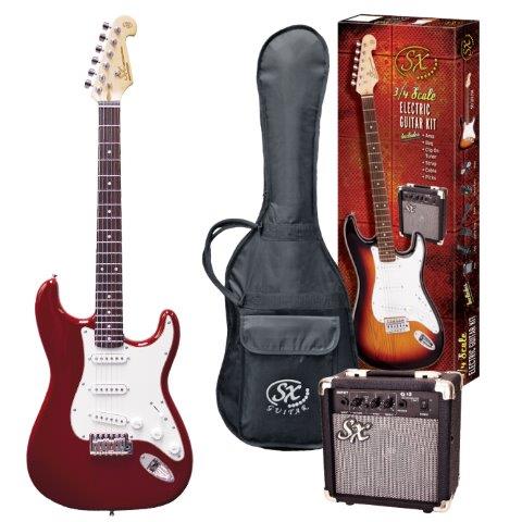 SX 3/4 Electric Guitar Pack SE1SK34CAR Candy Apple Red