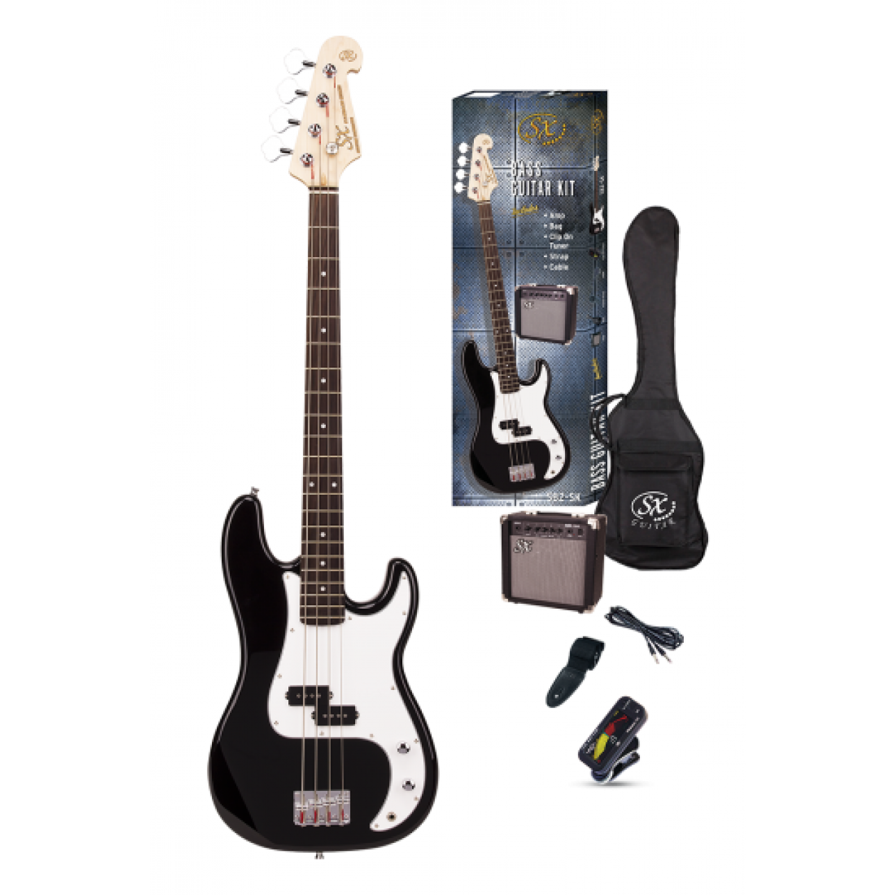 SX 3/4 Bass Guitar Pack SB2SK34B Black