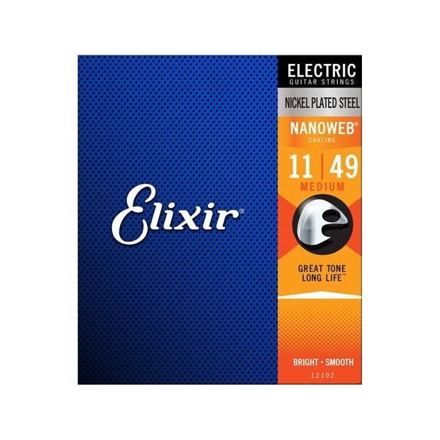 Elixir Nanoweb Nickel Wound Electric Guitar Strings - Medium 11-49