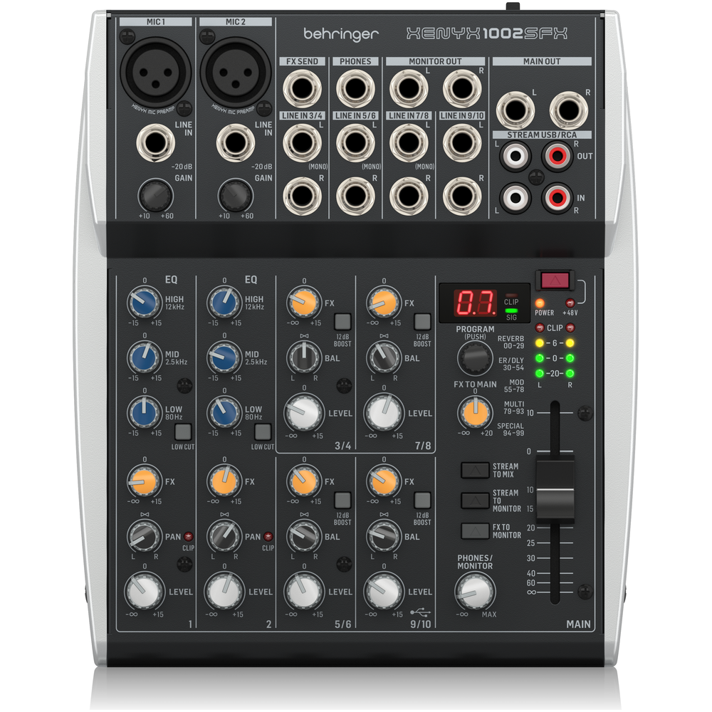 Behringer Xenyx 1002SFX 10-Input Mixer w/ USB & Klark Teknik Effects