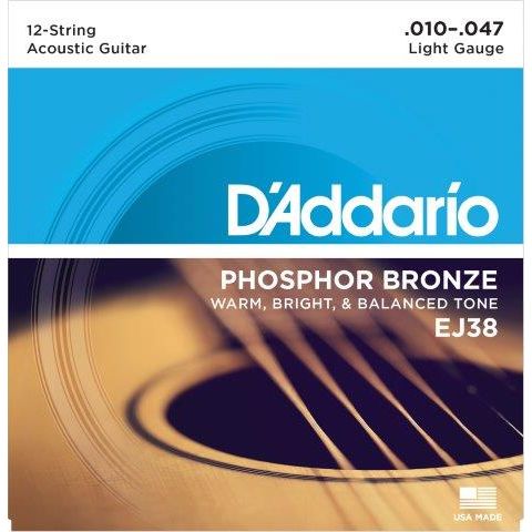 D'Addario EJ38 Phosphor Bronze Acoustic Strings 10-47 (12 String)