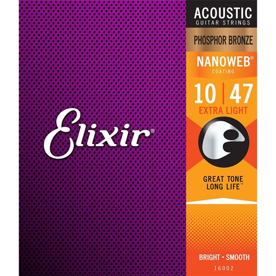 Elixir Nanoweb Phosphor Bronze Acoustic Strings - Extra Light 10-47