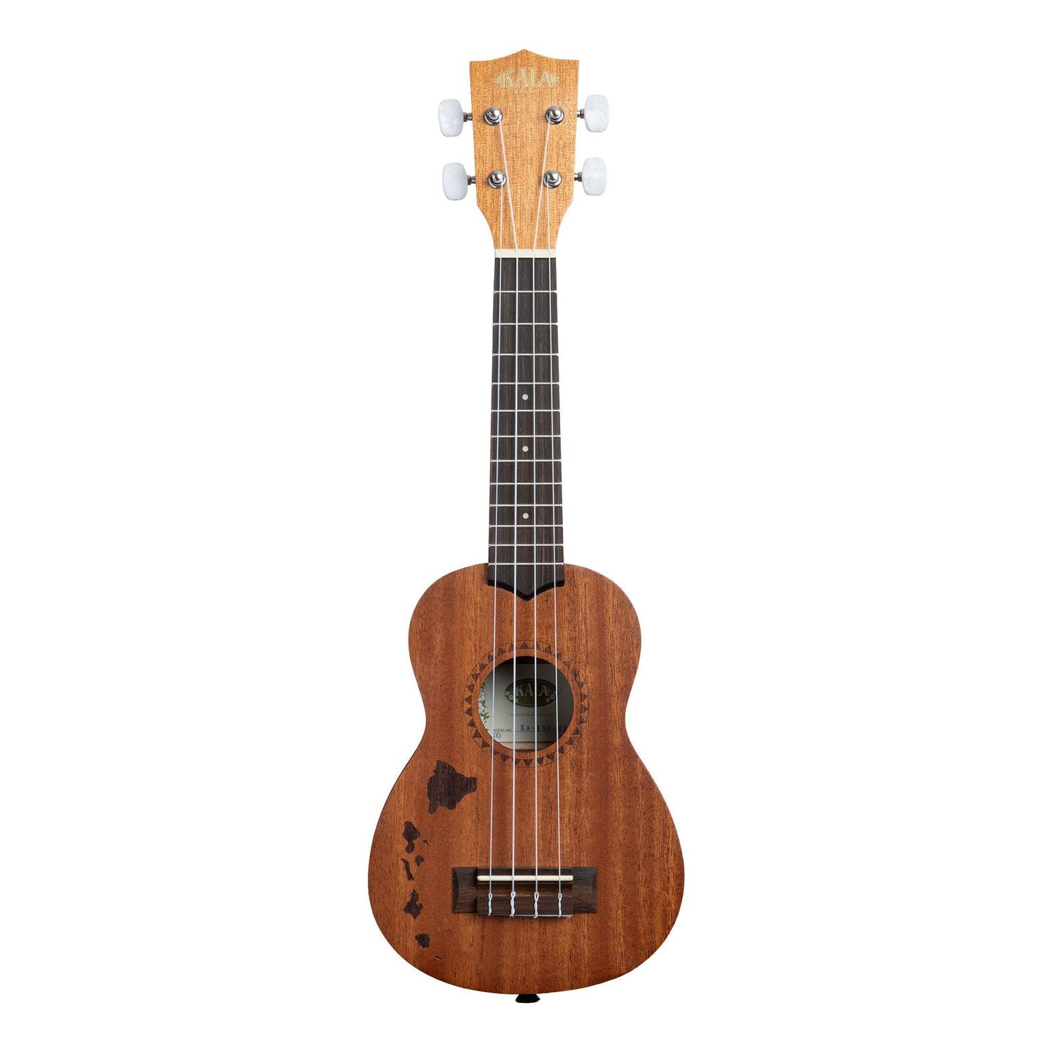 Kala Satin Mahogany Soprano Ukulele with Hawaiian Islands
