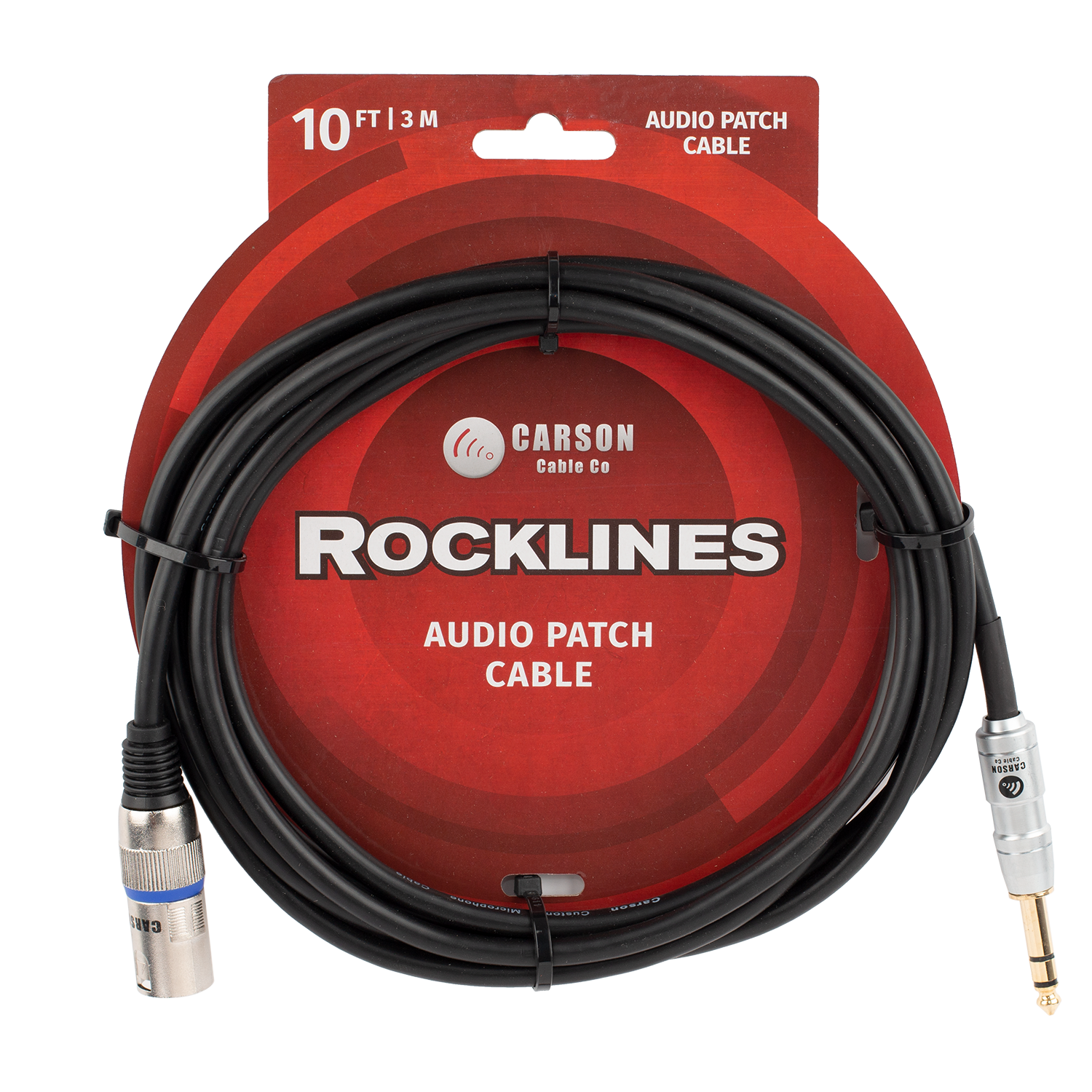 Carson Rockline Balanced Patch Cable XLR Male to TRS 10ft