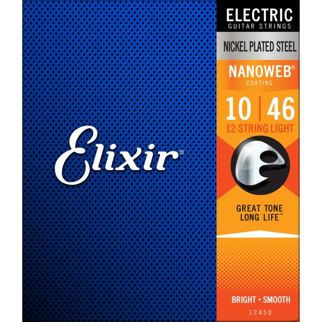 Elixir Nanoweb Nickel Wound Electric Guitar Strings - 12 String Light 10-46