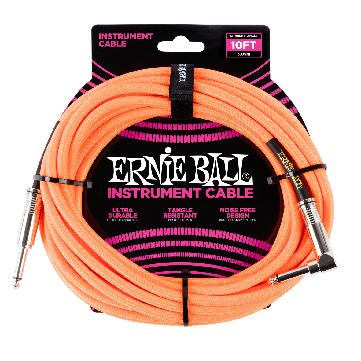 Ernie Ball 10ft Braided S-L Cable Neon Orange