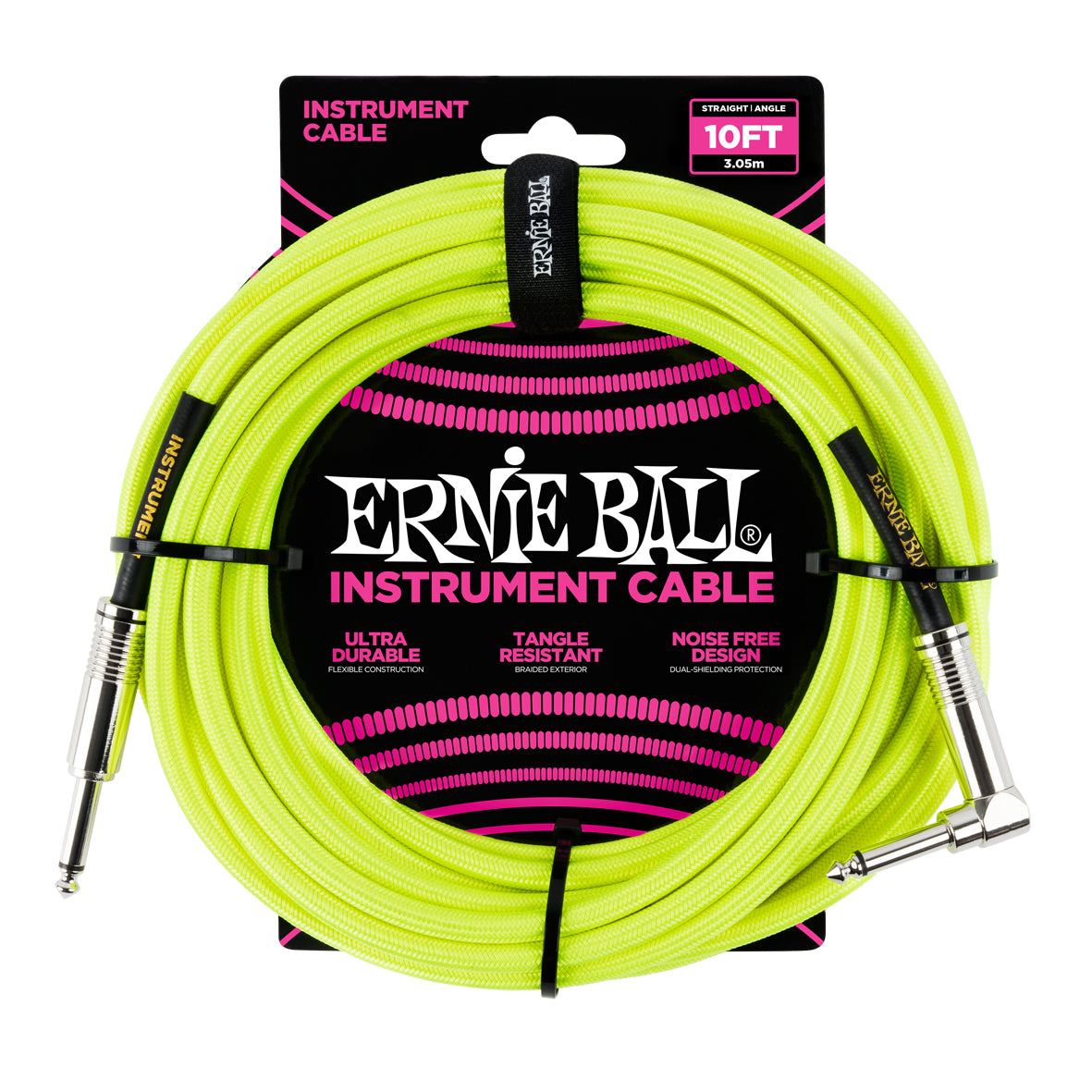 Ernie Ball 10ft Braided S-L Cable Neon Yellow