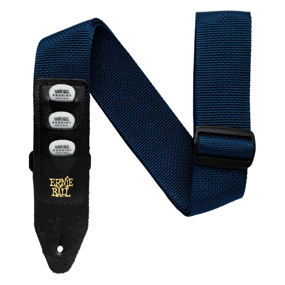 Ernie Ball Pickholder Strap - Navy. Holds 3 picks