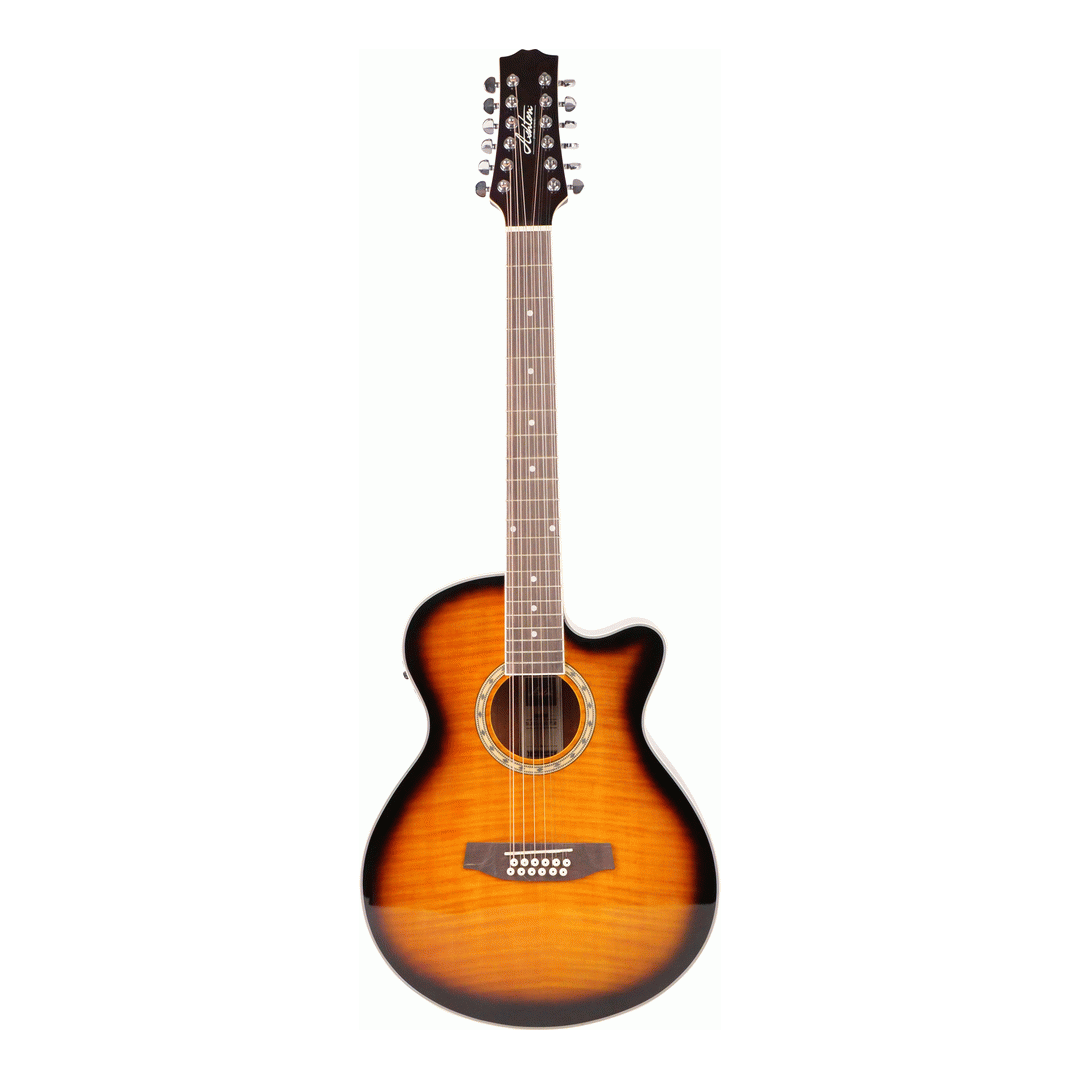 Ashton SL29CEQ 12 String Slimline Acoustic Guitar in Tobacco Sunburst