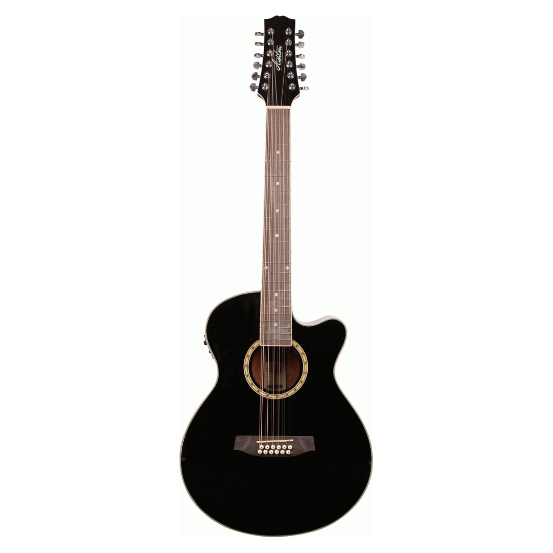 Ashton SL29CEQ 12 String Slimline Acoustic Guitar in Black