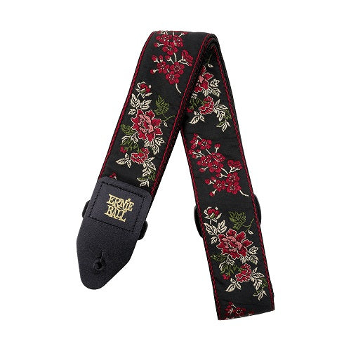 Ernie Ball Red Rose Woven Jacquard Strap