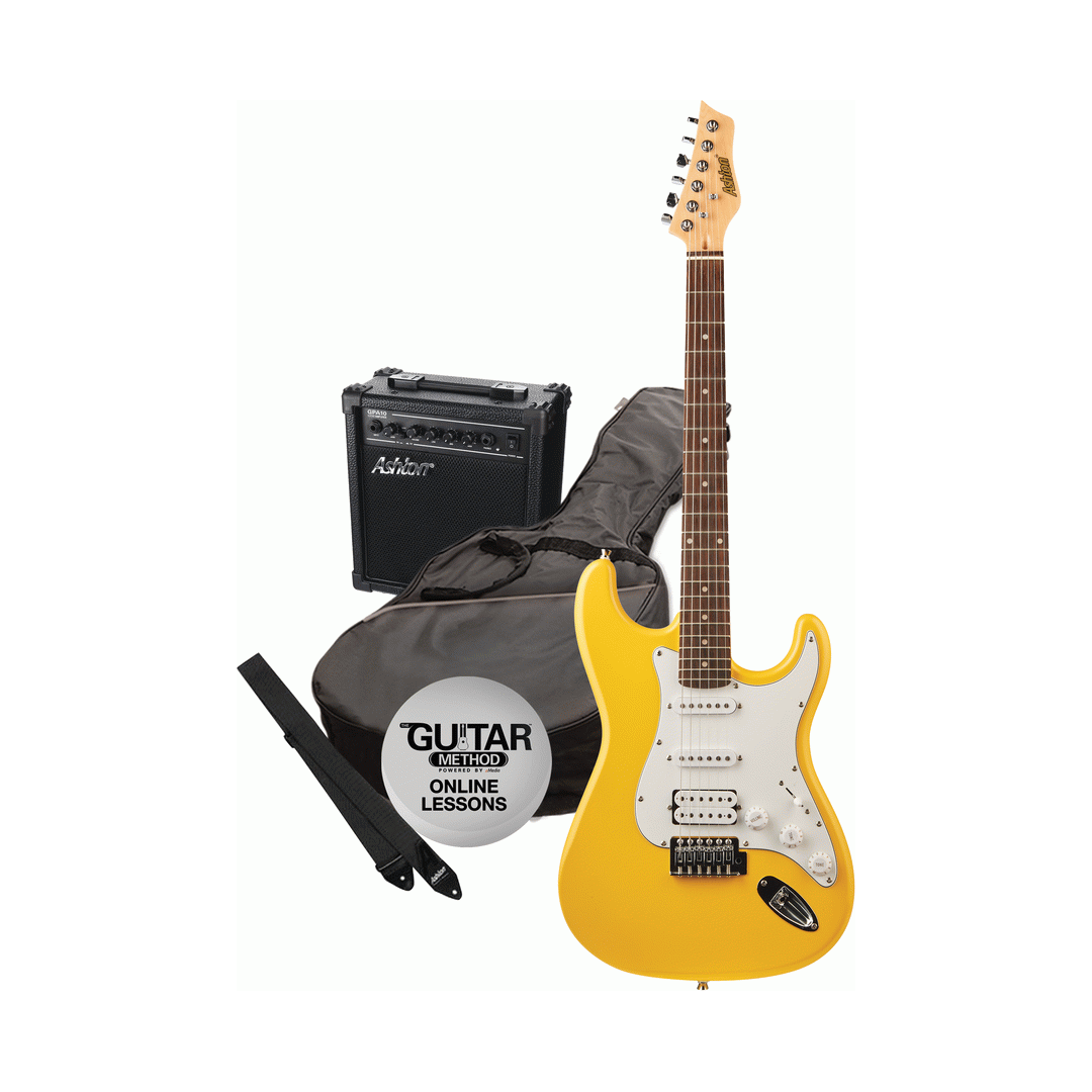 Ashton SPAG232YL Electric Guitar Pack in Yellow