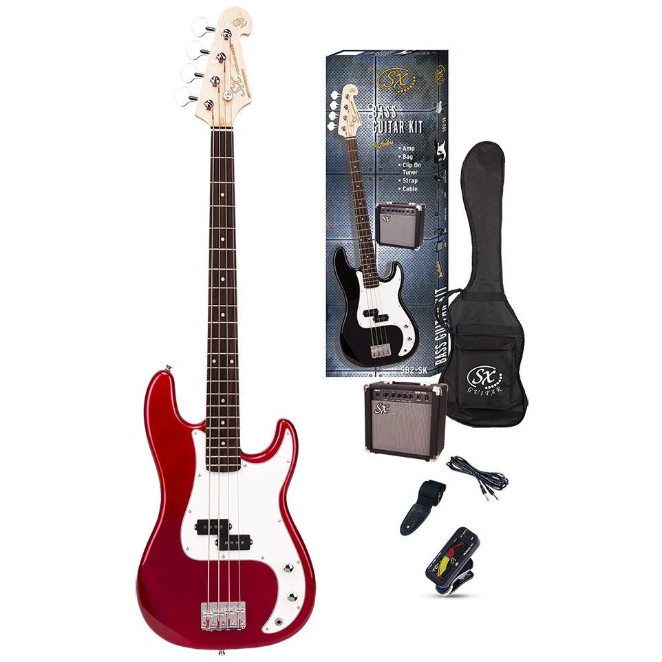 SX Electric Bass Pack - Candy Apple Red