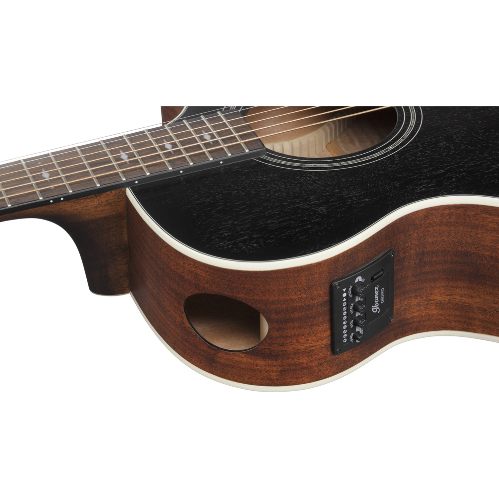 Ibanez AE140WKH Electro Acoustic Guitar Weathered Black Open Pore Top, Open Pore Natural Back and Sides