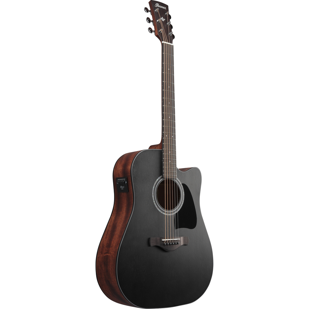 Ibanez AW247CEWKH Electro Acoustic Guitar Weathered Black Open Pore Top, Open Pore Natural Back and Sides