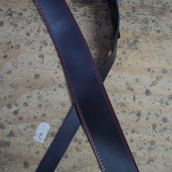 Colonial Leather 2.5 inch Black Leather Strap with Red Stitching