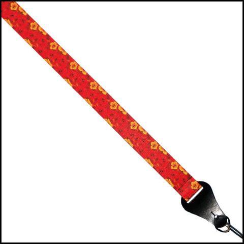 Colonial Leather Webbing Ukulele Strap - Hibiscus Red