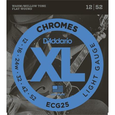 D'Addario XL Chrome Flatwound Electric Strings 12-52