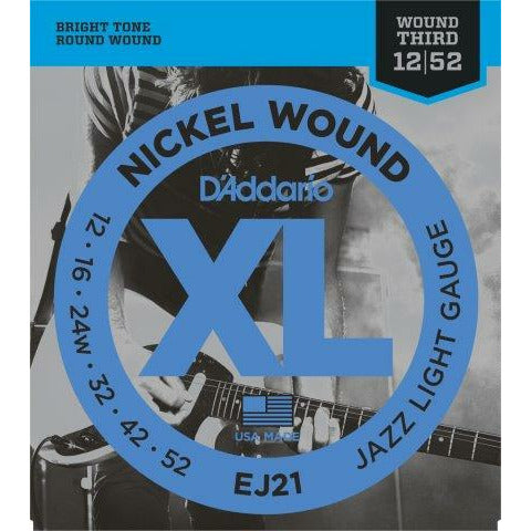 D'Addario Jazz Nickel Wound Electric Strings 12-52 Wound Third