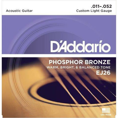 D'Addario Phosphor Bronze Acoustic Strings 11-52