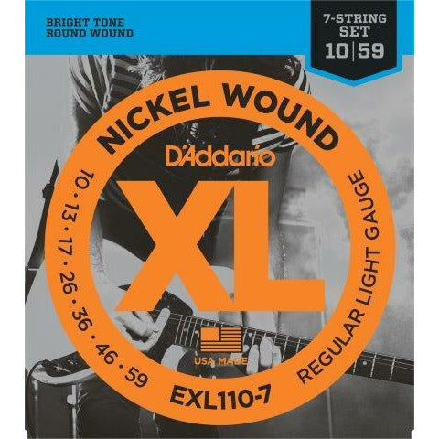 D'Addario XL Nickel Wound Electric Strings 7 String Set 10-56