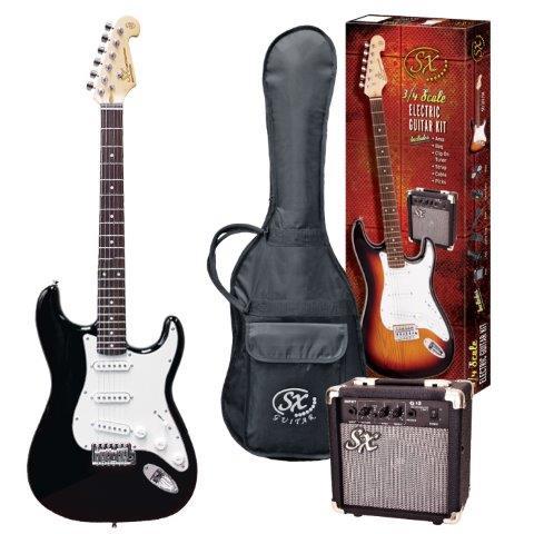 Essex 3/4 Size Stratocaster Style Electric Guitar Pack Black